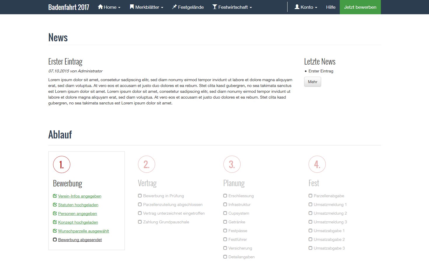 Screenshot Frontend Dashboard